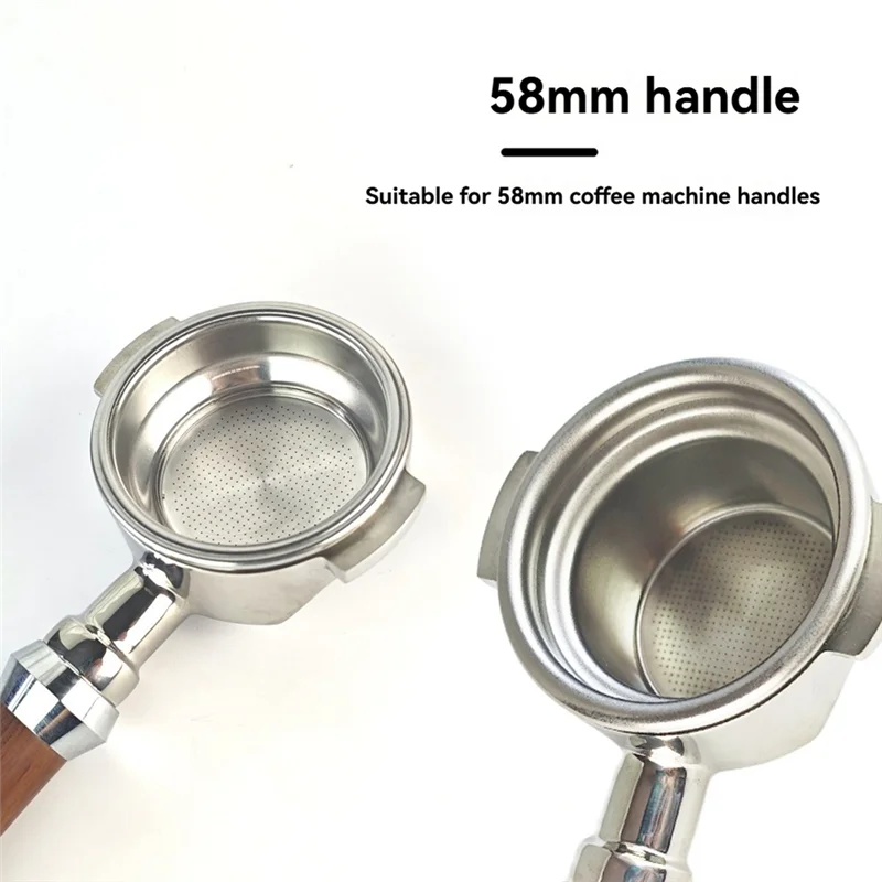 B06B-Coffee Machine Handle Filter Basket 58MM Stainless Steel Four-Cup Powder Bowl Reusable Coffee Filters