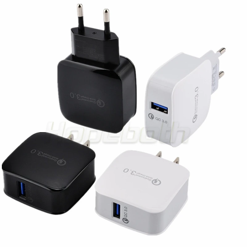 20Pcs18W Fast Charge QC 3.0 EU/US Plug USB Wall Travel Charger For iPhone 11 12 13 14 Mini Pro Max For Samsung Galaxy S20 S21