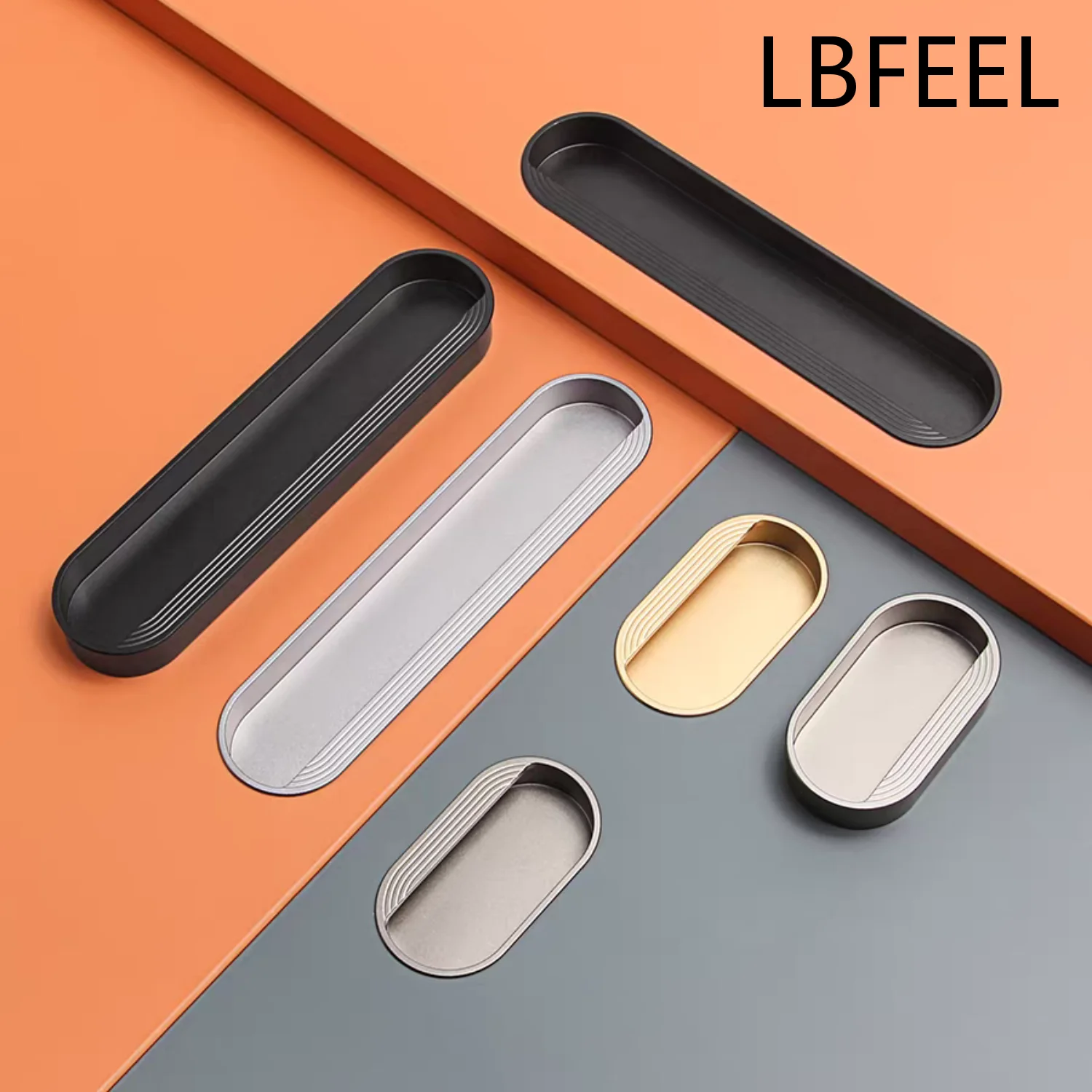 Invisible Cabinet Handles Zinc Alloy Gold Gray Black Furniture Handles Concealed Drawer Pulls Kitchen Hardware LBFEEL