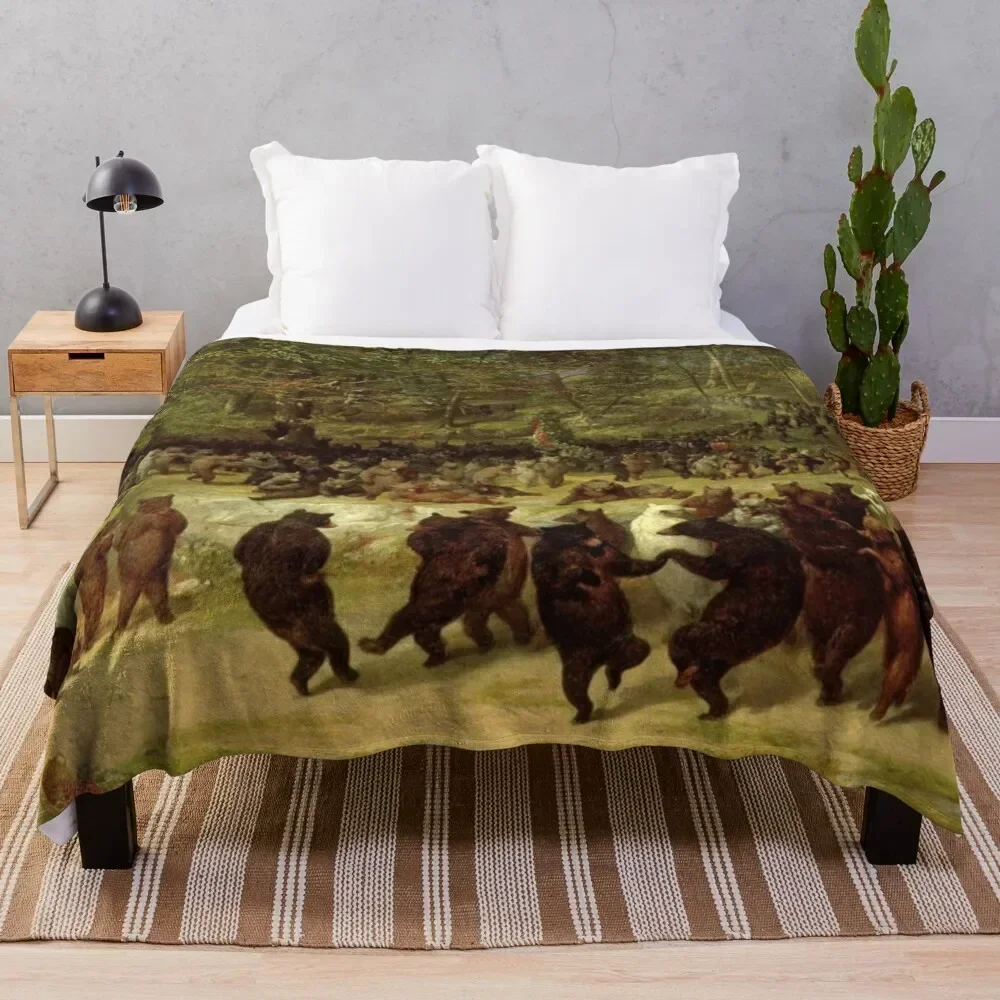 

The Bear Dance Painting - William Holbrook Beard Throw Blanket Cute valentine gift ideas Shaggy cosplay anime Blankets