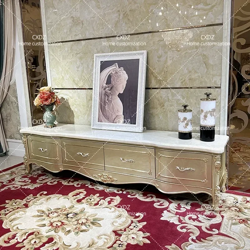 Solid Wood TV Cabinet Classical Style Small Apartment Living Room Background Storage Unit Bedroom Floor Standing Furniture