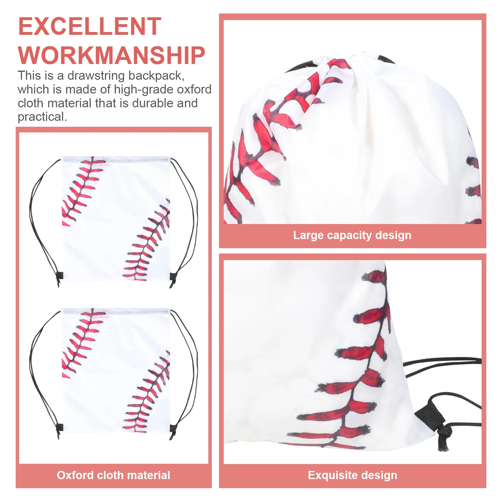 

5pcs Candy Snack Bag Team Sports Drawstring Ball Pouch Baseball Cloth Party Bags Storage Fitness Clothes Daily Items School