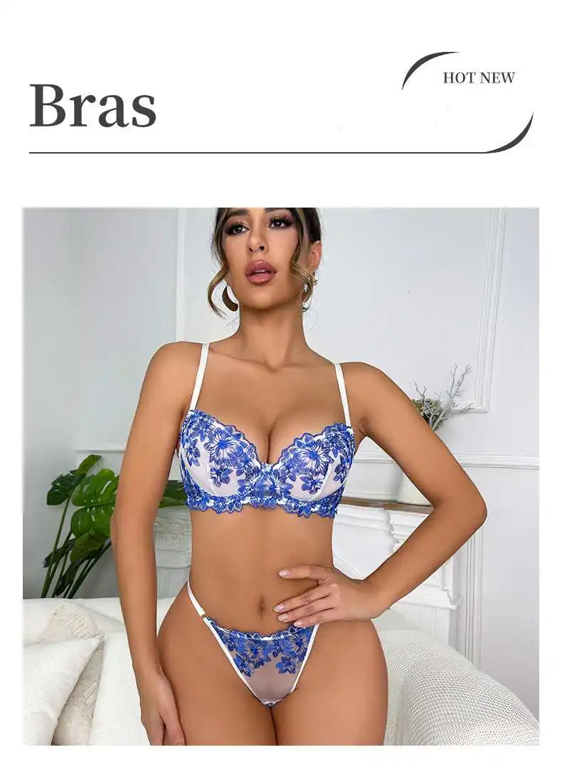 

Blue Sexy Lingerie Set - Minimalist Lace Trim | Pure Desire Vibe | Ultra Comfortable