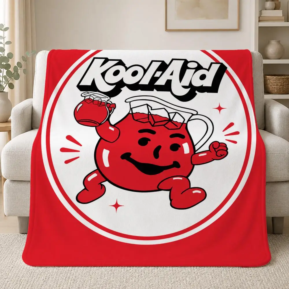 Colorful Beverage Brand Kool-Aid Throw Soft Plush Flannel Throw Blanket Sofa Bed Travel Home Decor