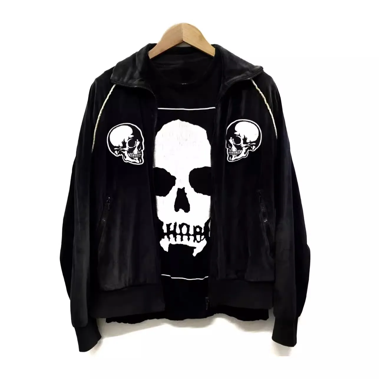 2024 Number Nine Skeleton Velvet Embroidered Zipper Jacket Loose cardigan Jacket WY1107