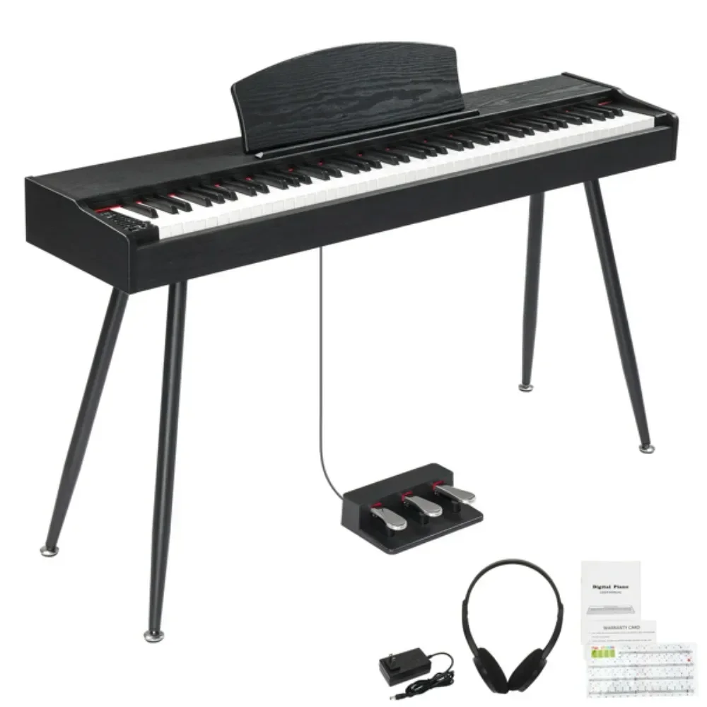 GDP-203 88 Key Standard Full Weighted Keyboards Digital Piano with Metal Stand Power Adapter Triple Pedals Headphone Black Piano