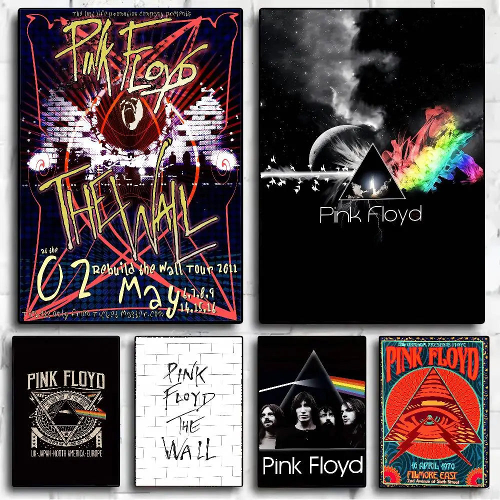Póster artístico autoadhesivo P-Pink F-Floyd-d Rock Band, impresiones de papel blanco, carteles, obra de arte, pintura de pared de arte estético