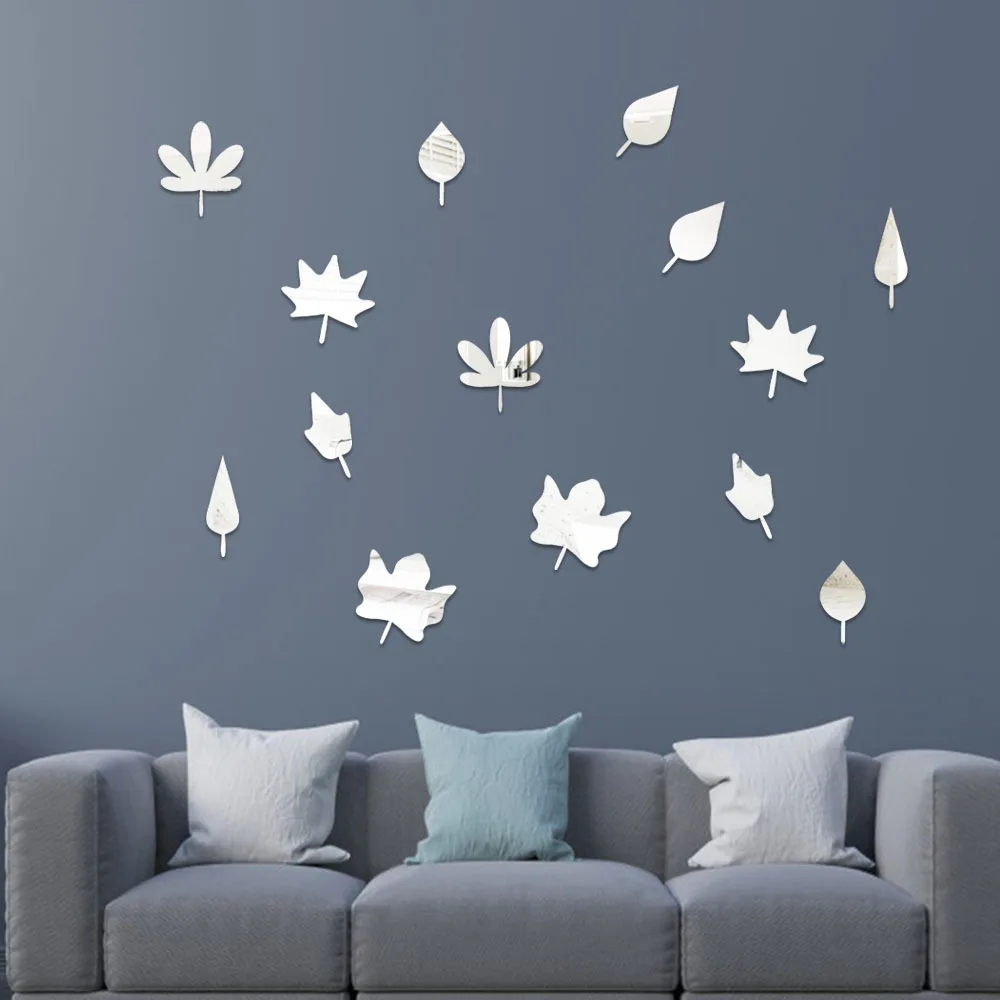 Leaf acrylic mirror wall paste deciduous living room aisle bedroom sofa TV background wall self-adhesive bathroom decoration