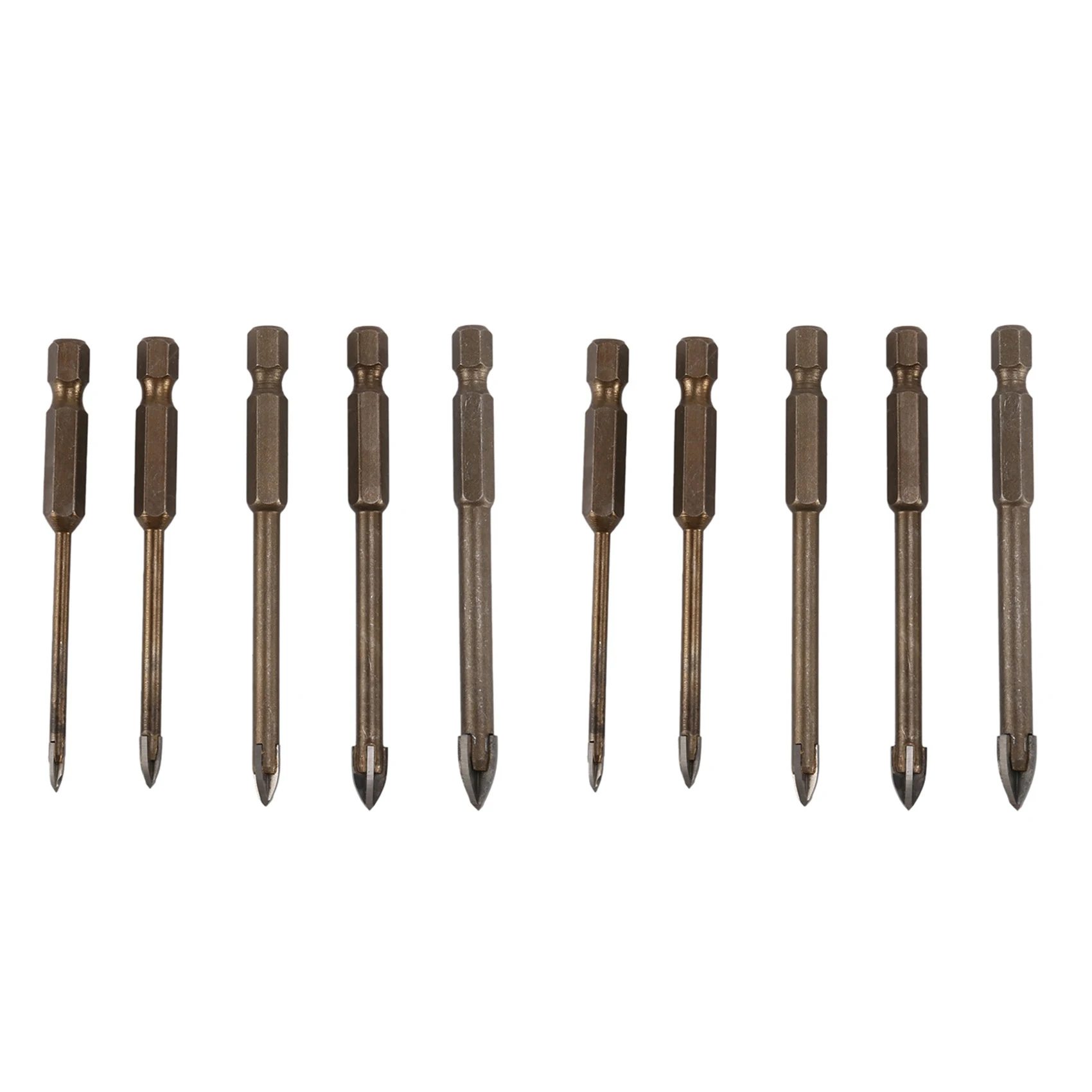 AB47-10 Pcs Efficient Universal Drilling Tool, Multifunctional Triple-Cornered Cross Alloy Drill Bit Set (3/4/5/6/8Mm)