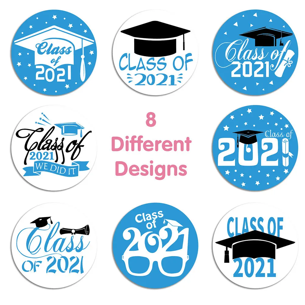 

500Pcs Graduation Theme Stickers Round Shape Gift Packaging Labels for Candy Boxes Cakes Bags Clothes Reusable Sealing Decals