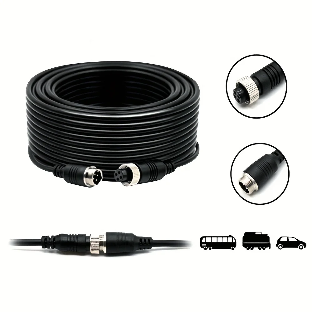 4 Pin Plug Aviation Extension Video Cable 5M 10M 15M 20M for Truck Bus Monitor Rear View Camera Connection