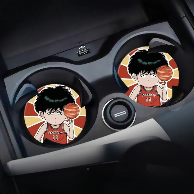 سلام دنك ساكوراجي Hanamichi Rukawa Kaede كارتون لطيف كوستر حامل أكواب السيارة حصيرة عالية القيمة الزخرفية عدم الانزلاق تخزين حصيرة #4