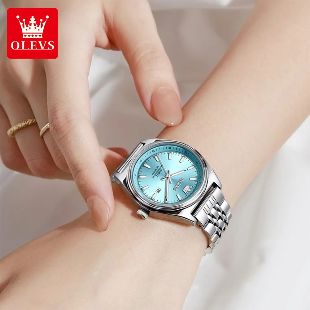 OLEVS Orologi da donna Orologio al quarzo originale di lusso elegante delle migliori marche per signora Acciaio inossidabile Impermeabile Data luminosa Tendenza Nuovo
