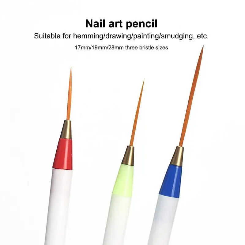 

3Pcs Nail Art Liner Brushes Set Nail Brush Pen Elongated Striping Drawing Professional UV Gel Nail Art Painting Pen Manicure