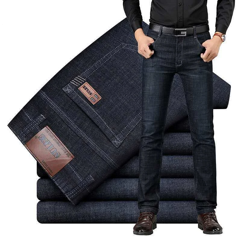 

Men Jeans Summer Thin Straight Loose All-Match Stretch Casual High Quality Pants Men High Waist