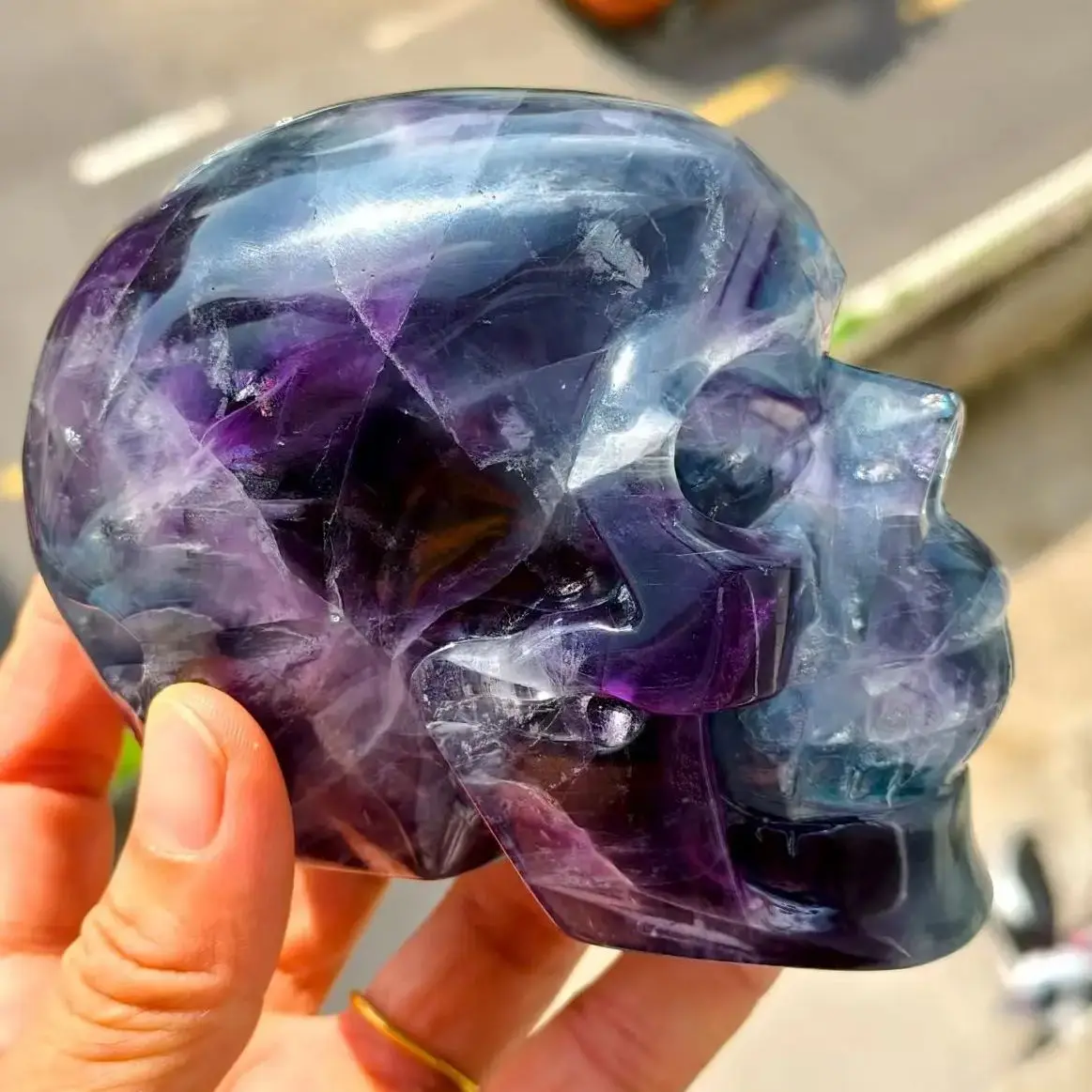 

Naturally Formed!Colored Fluorite Skull, Quartz Crystal Colored Mineral Polished Skull, Mineral, Reiki, Healing