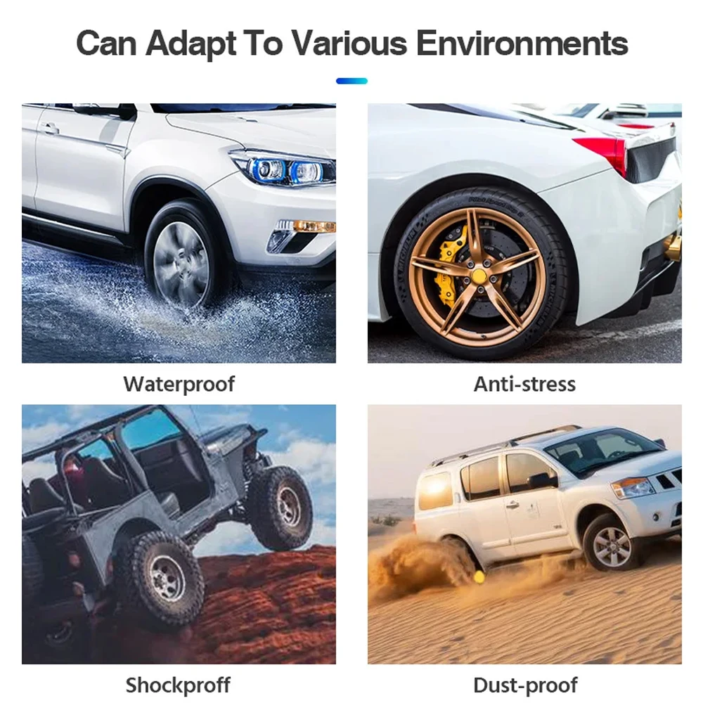 TPMS سيارة إنذار ضغط الإطارات نظام مراقبة الطاقة الشمسية اللاسلكية التحكم التلقائي في السطوع 4 أجهزة استشعار اكسسوارات الديكور #4