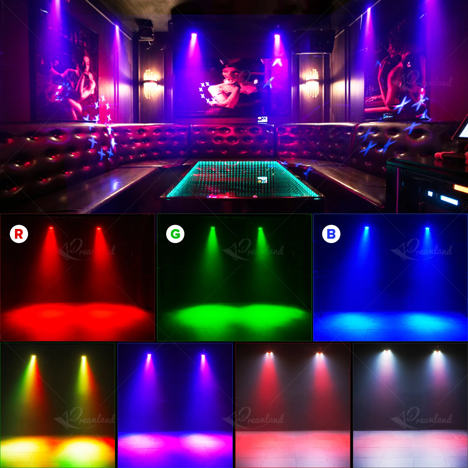 MOKA Home Party Light RGB Led Laser Pattern Strobe Remote DMX Disco Lighting for Wedding Birthday Party