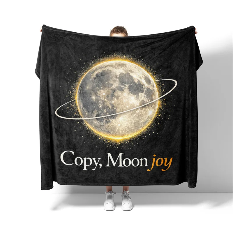 Aertemisi Copy Moon Joy Throw Blanket Funny Lunar Quote Graphic Soft Fleece Blanket for Couch Bedroom