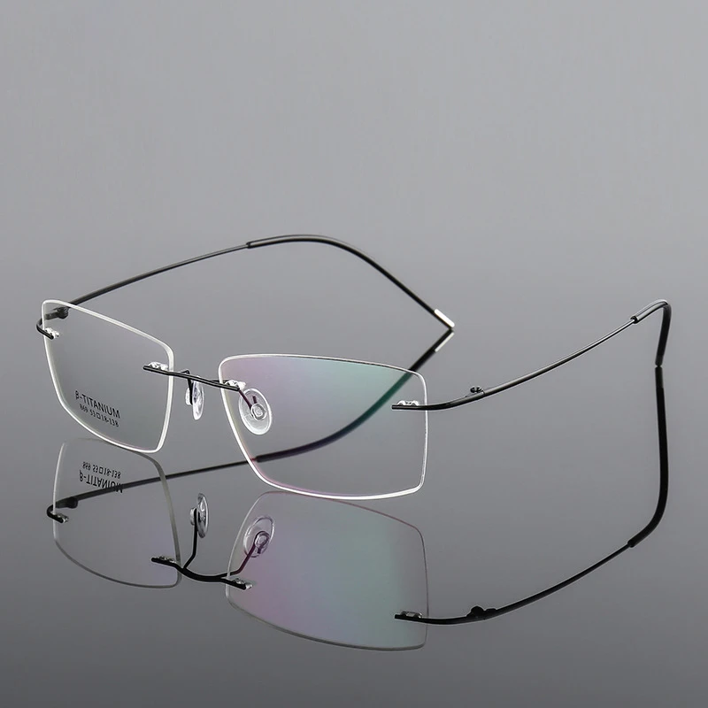 53-18-138 β Titanium Rimless Glasses Frame, Men's Women's Frameless Super Light Eyeglasses Frames for Myopia & Hyperopia F869