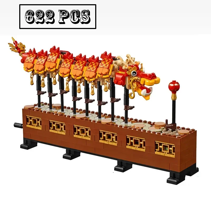 652pcs Chinese Festival New Year Dragon Dance Pig Asian 5 Minifigures 11140 Building Block Toys Compatible with Models