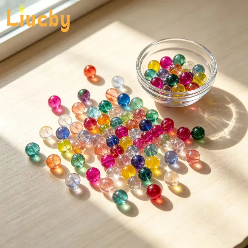 Bunte Glasperlen für Schmuckherstellung, DIY-Schmucksets, Armbänder, Accessoires, 15 Zoll, 6/8/10 mm, ca. 100 Stück – Detail 5