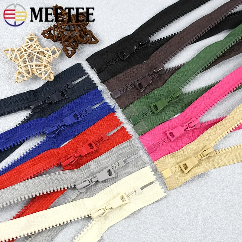 5Pcs Meetee 5# Resin Zippers 15-25cm Close-End 30-80cm Open-End Zips for Sewing Purse Bag Zipper Clothes Replace Zip Accessories