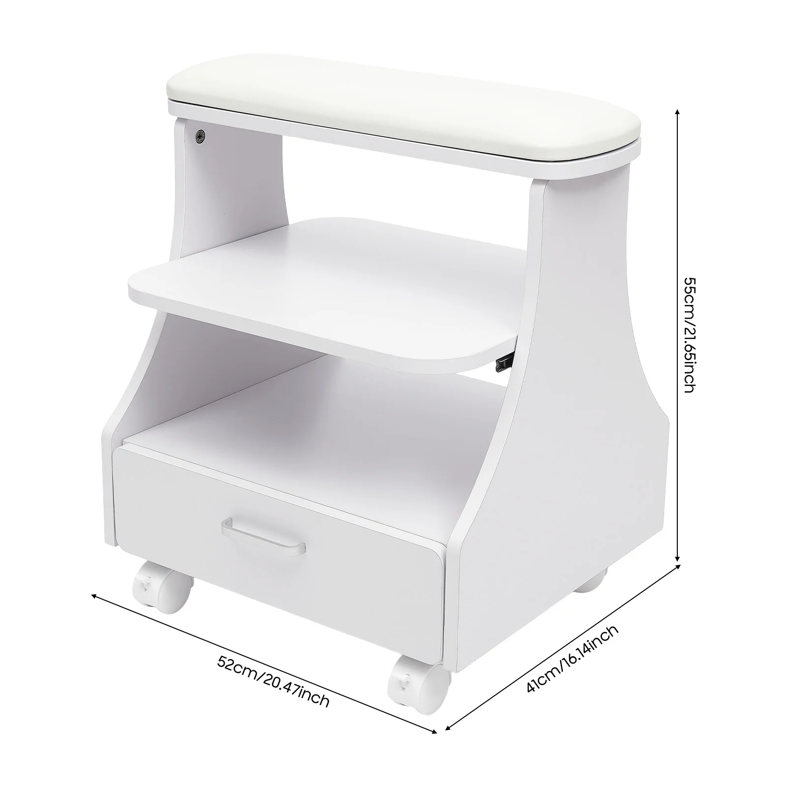 Rolbare pedicurekar met lade, schoonheidssalon trolley met vergrendelbare wielen, voetensteun spa kar voor manicure nagelsalon