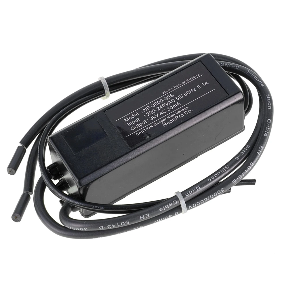 

220-240V Weatherproof Neon Light Electronic Transformer 3.0KV 30mA High-Frequency AC Power Supply For Flicker-Free Outdoor Sign