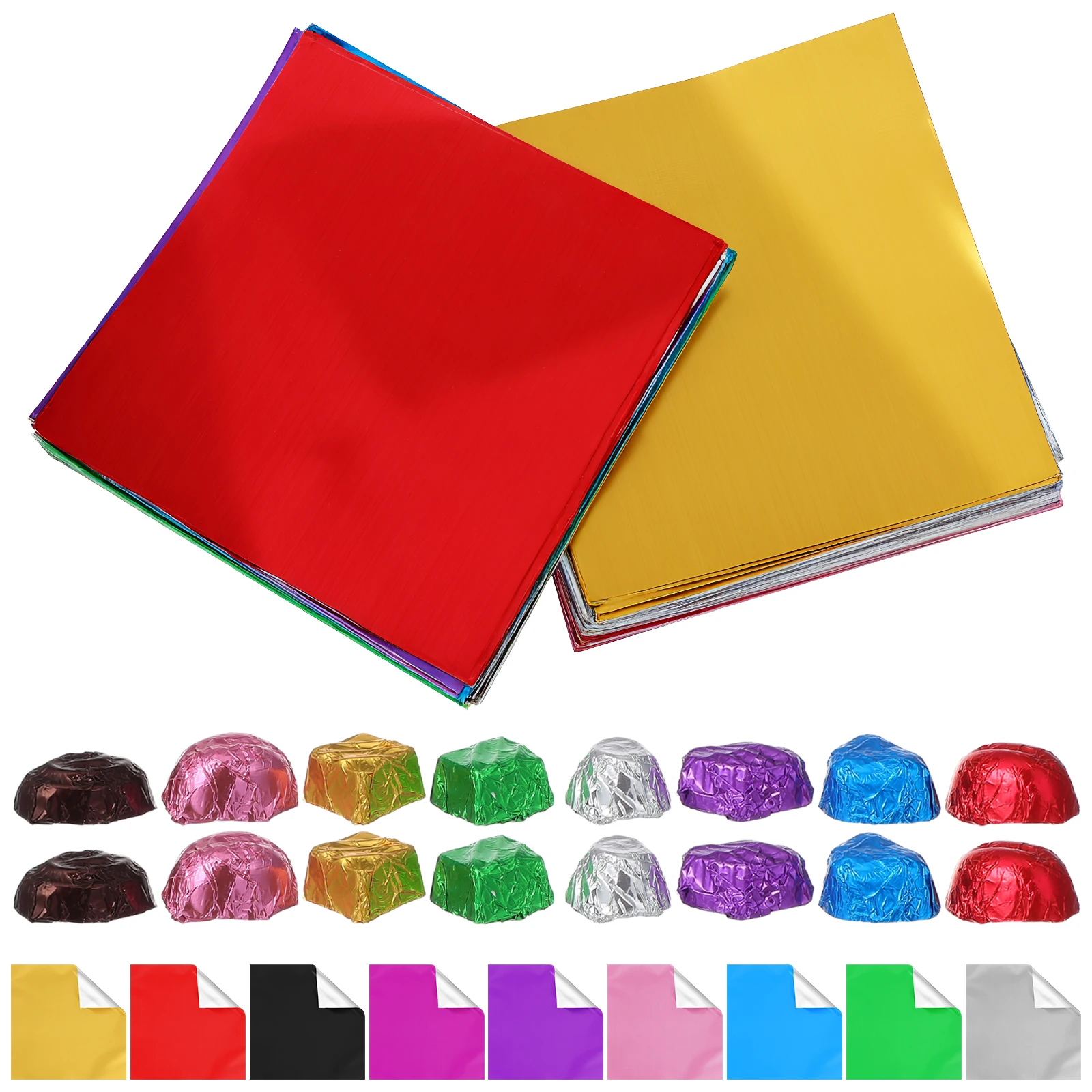 

900Pcs Mixed Color Aluminum Foil Chocolate Wrappers Glossy Surface Candy Packaging Paper for Wedding Party Gift
