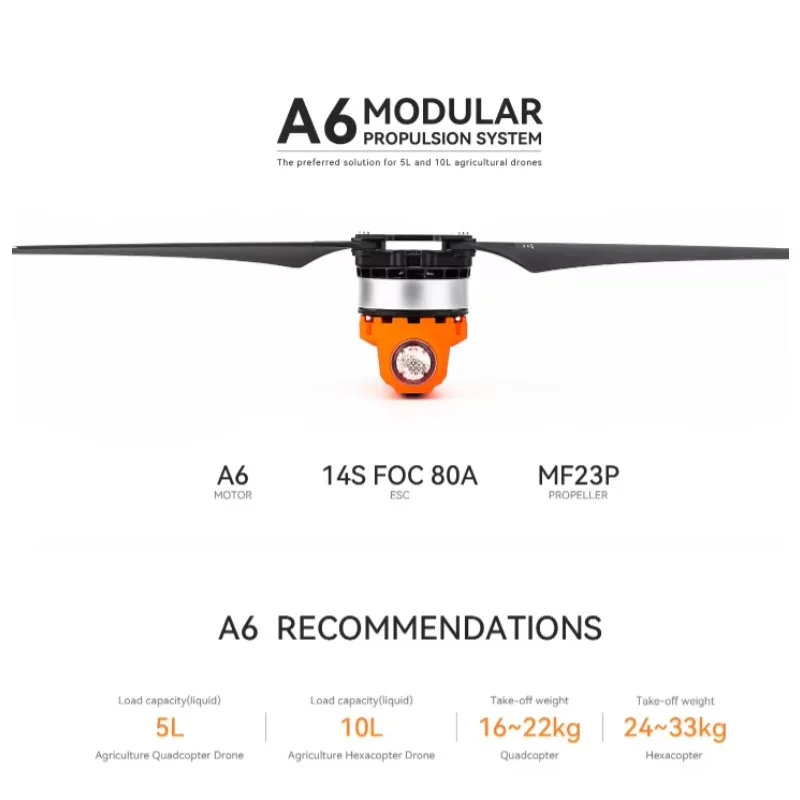 T-MOTOR A6 14S KV180 Brushless Motor Para dro-ne for for 5L Quadcopter or 10L Hexacopter Agricultural dro-nes