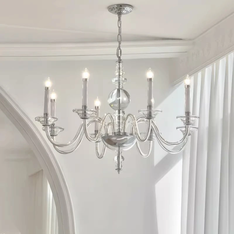 French Medieval Style Glass Crystal Candle Chandeliers Living Room Art Decor E14 Pendant Lights Lighting Bedroom Hanging Lamps