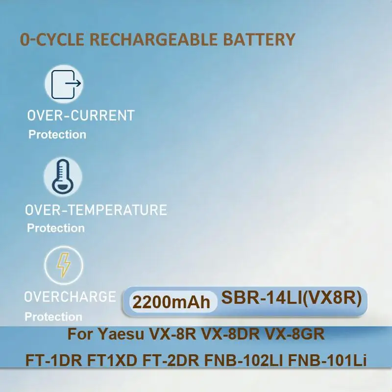 SBR-14LI(VX8R) Walkie - Talkie Battery For Yaesu VX-8R VX-8DR VX-8GR FT-1DR FT1XD FT-2DR radio FNB-102LI FNB-101Li 2200mAh