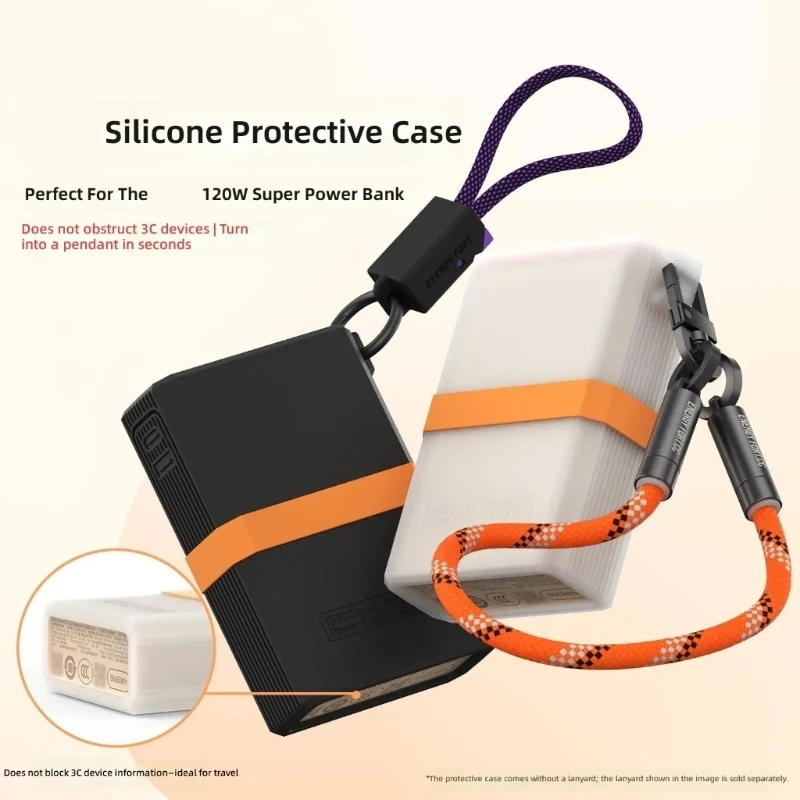 Portable Chargers Protective Sleeve with Middle Retention Band, Charging Cable Design and Travel Carry Strap for Bags F19E