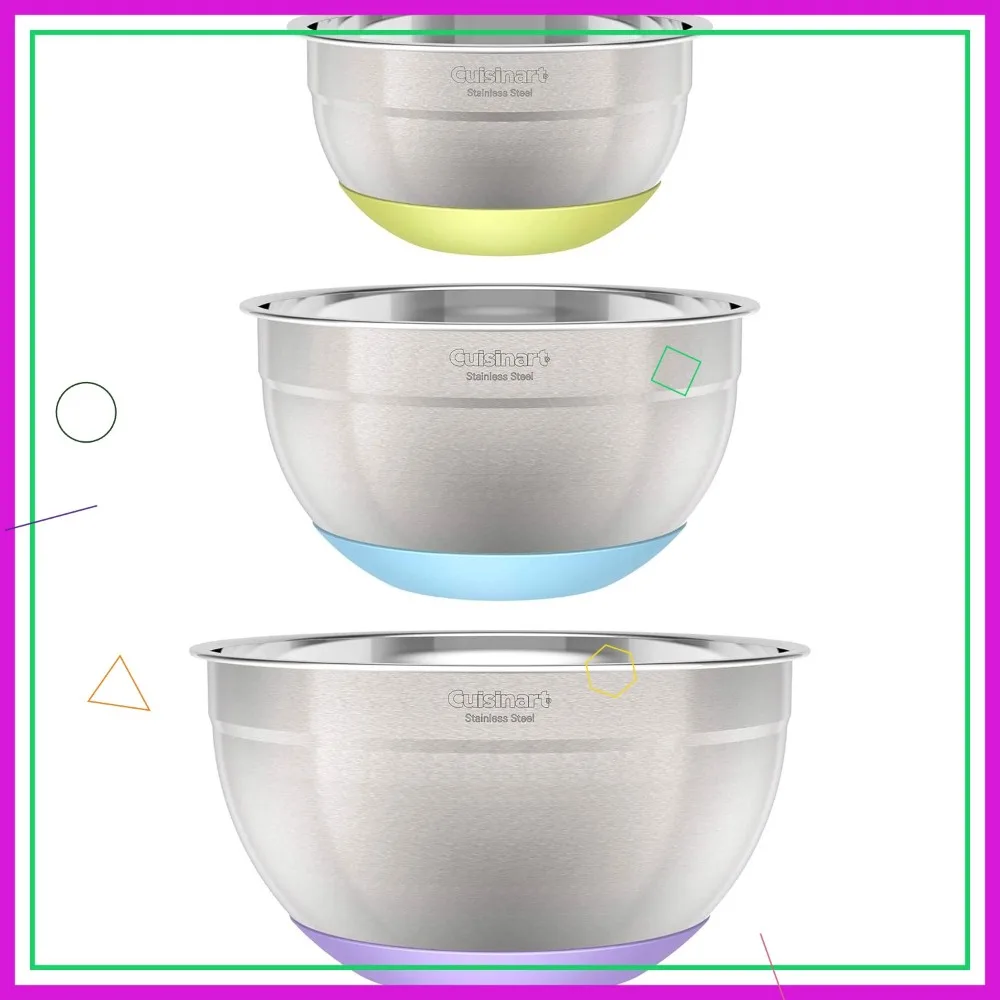 

Набор из 3-х мисок для смешивания из нержавеющей стали с нескользящим основанием, объемом 1,5 л, 3 л и 5 л, для кухни