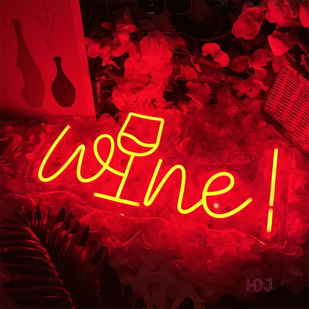 Wine Neon Sign Art Wall Hanging Garden Weding Room Decor LED Neon Lights Lamps Home Bedroom Store Bar Decoration Light Sign