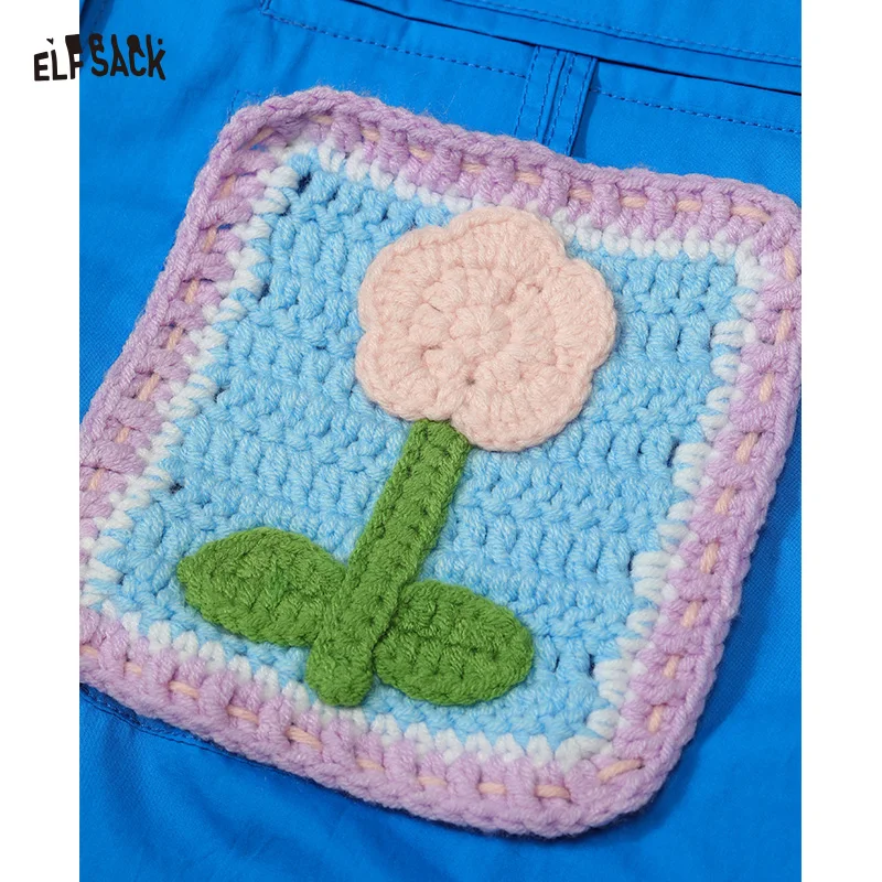 엘프삭 2025 여름 신상 데일리 루즈핏 캐주얼 그래픽 블루 긴팔 셔츠 (여성용)