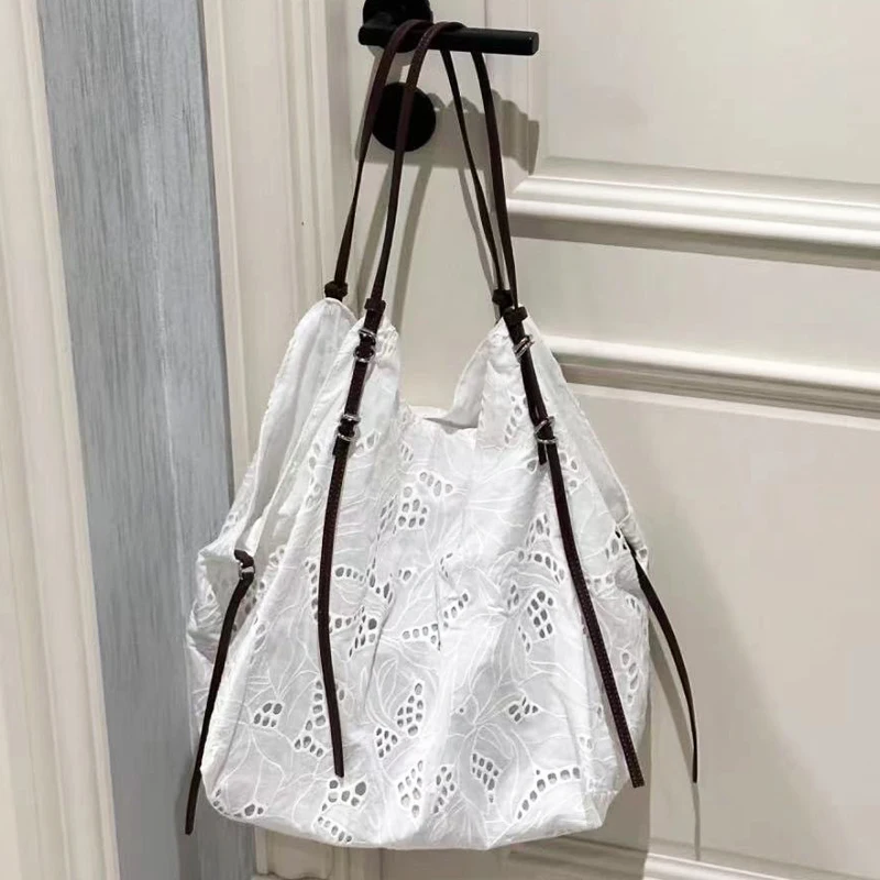 

Korean Casual Tote Bags For Women Luxury Designer Handbag And Purse 2024 New In Polyester Large Capacity Underarm Cloth Shoulder