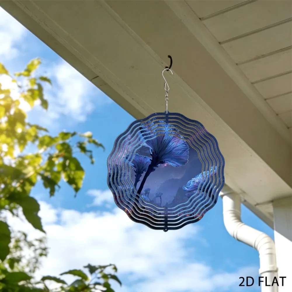 Iron Wind Chimes for Outside, Surreal Bioluminescent Garden Decor, 9.84 Inch Patio Art