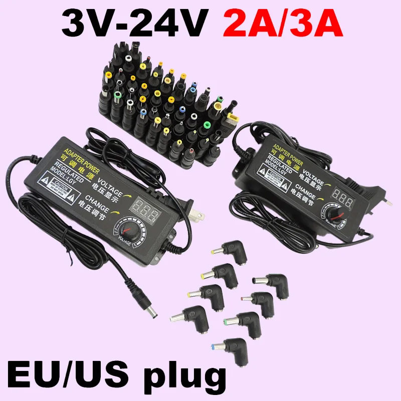 قابل للتعديل التيار المتناوب 110 فولت 220 فولت إلى تيار مستمر 3 فولت-24 فولت 2A 48 واط 72 واط امدادات الطاقة مهايئ شاحن 8pin 10pin 34pin تيار مستمر موصل مع شاشة led