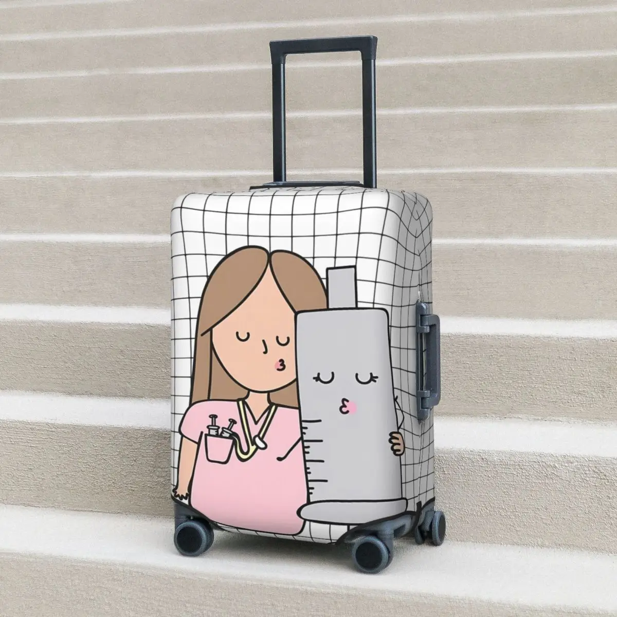 

Doctor Nurse Suitcase Cover Enfermera En Apuros Cruise Trip Protector Vacation Useful Luggage Case