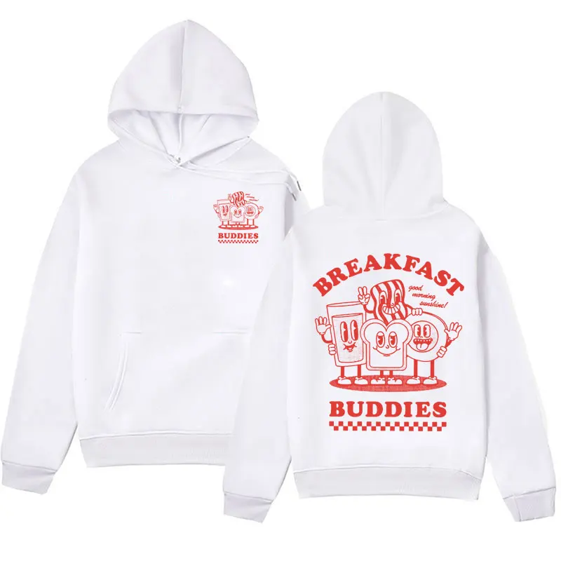 

BREAKFAST BUDDIES Funny Cute Meme Graphic Hoodies Men Women Fashion Retro Cartoon Hoodie Aesthetic Clothing Pullovers Sweatshirt