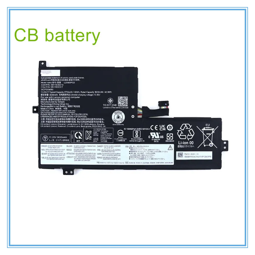 

L20M3PG2 3735mAh42Wh L20C3PG2 L20D3PG2 L20L3PG2 For Chromebook Gen 3 82J9000TEV 300e 82J9000WIS 5B11B36314 SB11B36318