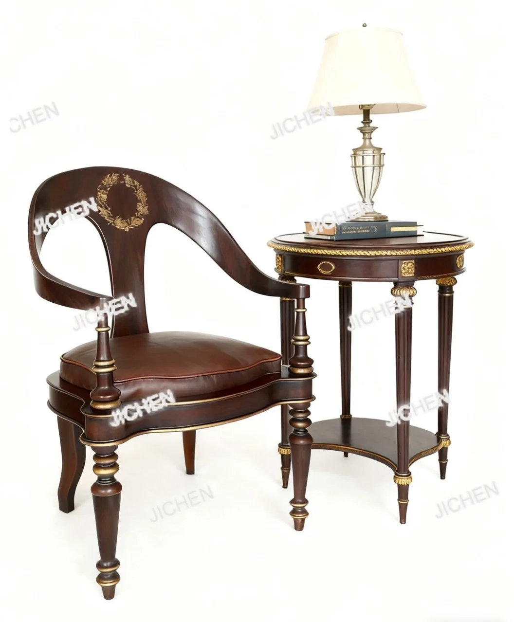 

Европейский классический стул происхождения, офисный стул начальника из цельного дерева, можно поднимать и опускать.