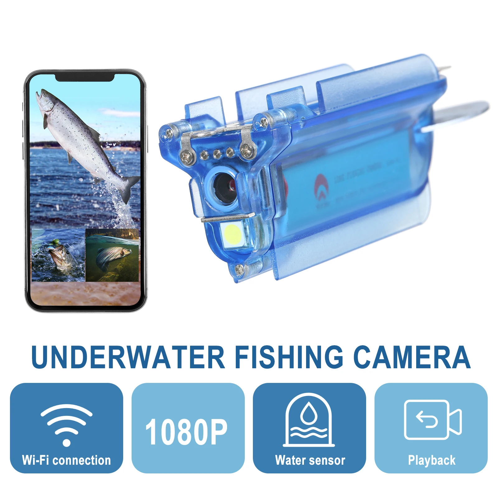 1080P Wireless Underwater Fishing Camera Wi-Fi Fish Finder Video Camera with Loop Recording APP Remote Control for Boat Fishing