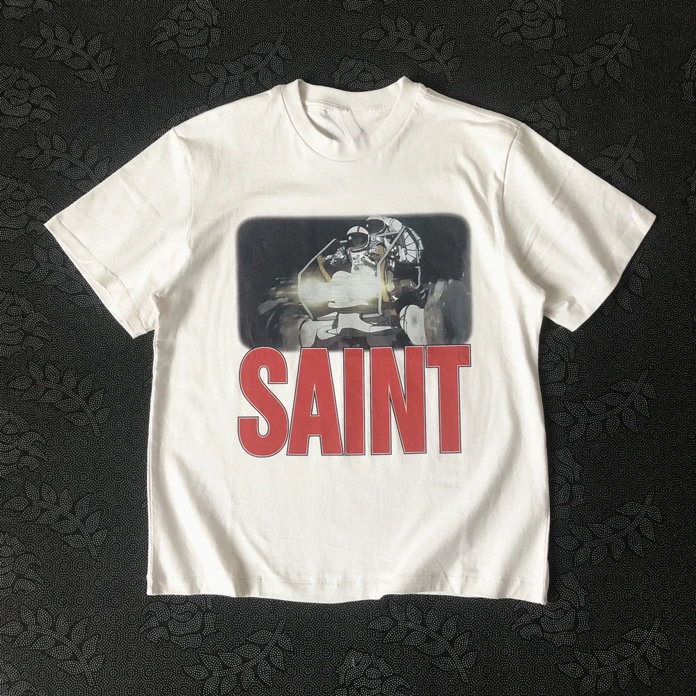 

Frog Drift SAINT OF MICHAEL Streetwear Quality Astronaut Graphics Vintage Clothing Loose Oversized T Shirt Tops Tees For Men