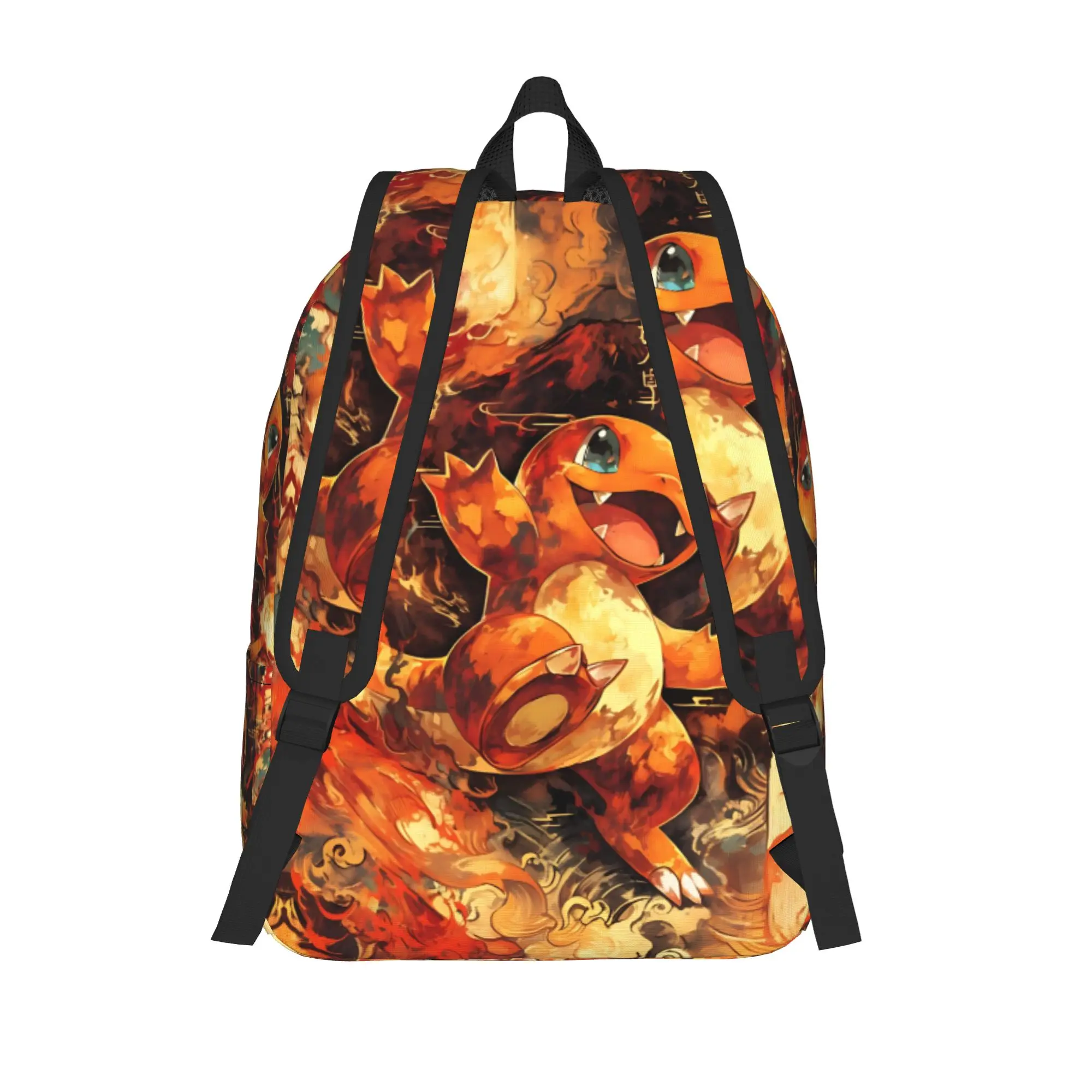 Fashion Pokemon Theme Charmander Fire Backpack  Mochilas Casual School Large Capacity Rucksack