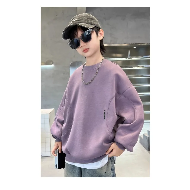 RAISE 2026 Herbst Kinder Jungen Sweatshirts Locker Geschnitten Einfarbig Vielseitig Junior Jungen Pullover Rundhals Langarm Oberteile für Teenager – Detail 12