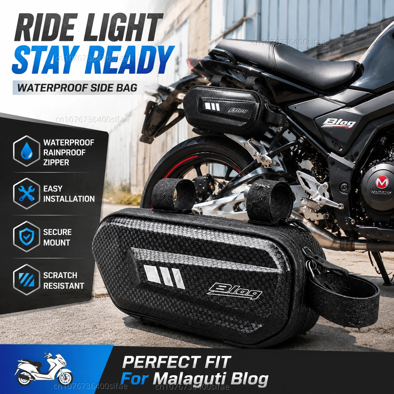 Sacoche latérale de moto avec logo personnalisé, sacoche rigide étanche pour Malaguti Blog 2009-2015