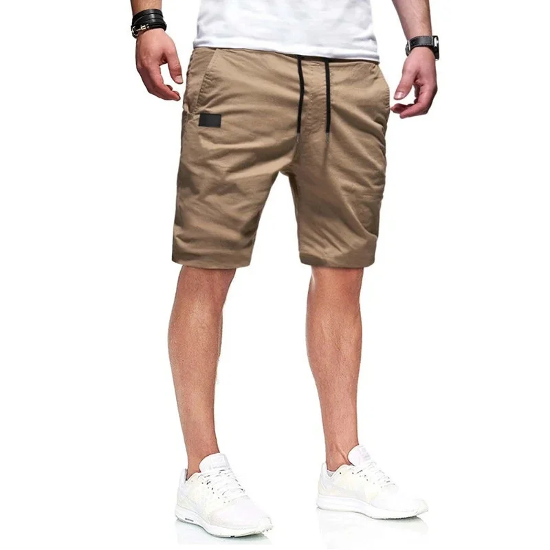 NEW Summer loose straight leg pants men sports Woven shorts Solid color cargo pants men\'s beach Casual pants Training bottoms
